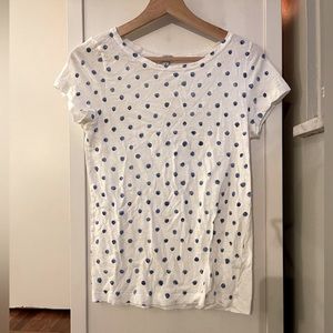 J. Crew Blue and White Polka Dot Tissue 100% Cotton T-Shirt